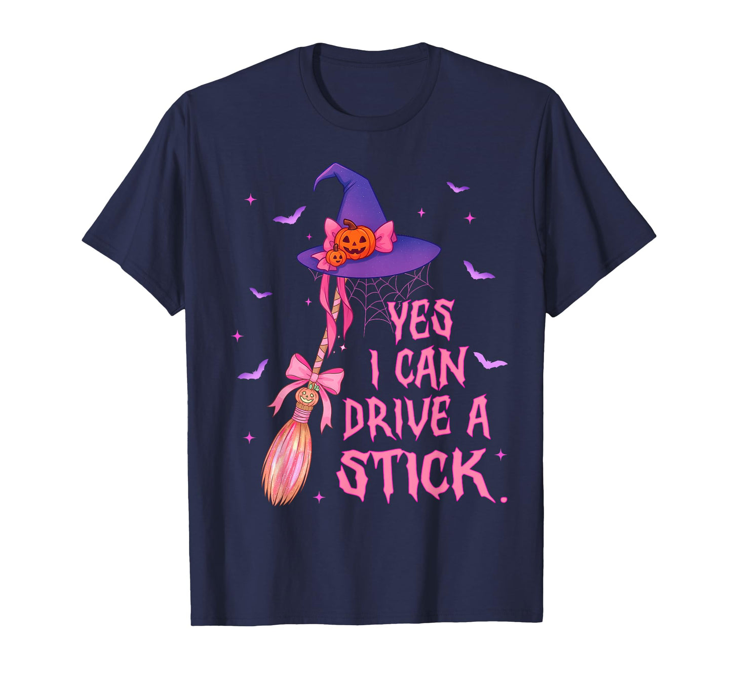 Yes I Can Drive A Stick Funny Spooky Witch Halloween T-Shirt