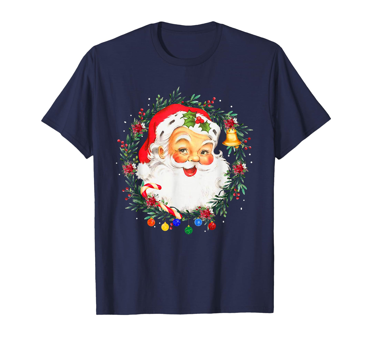 Merry Christmas Santa Claus Pink Afro African American Xmas T-Shirt