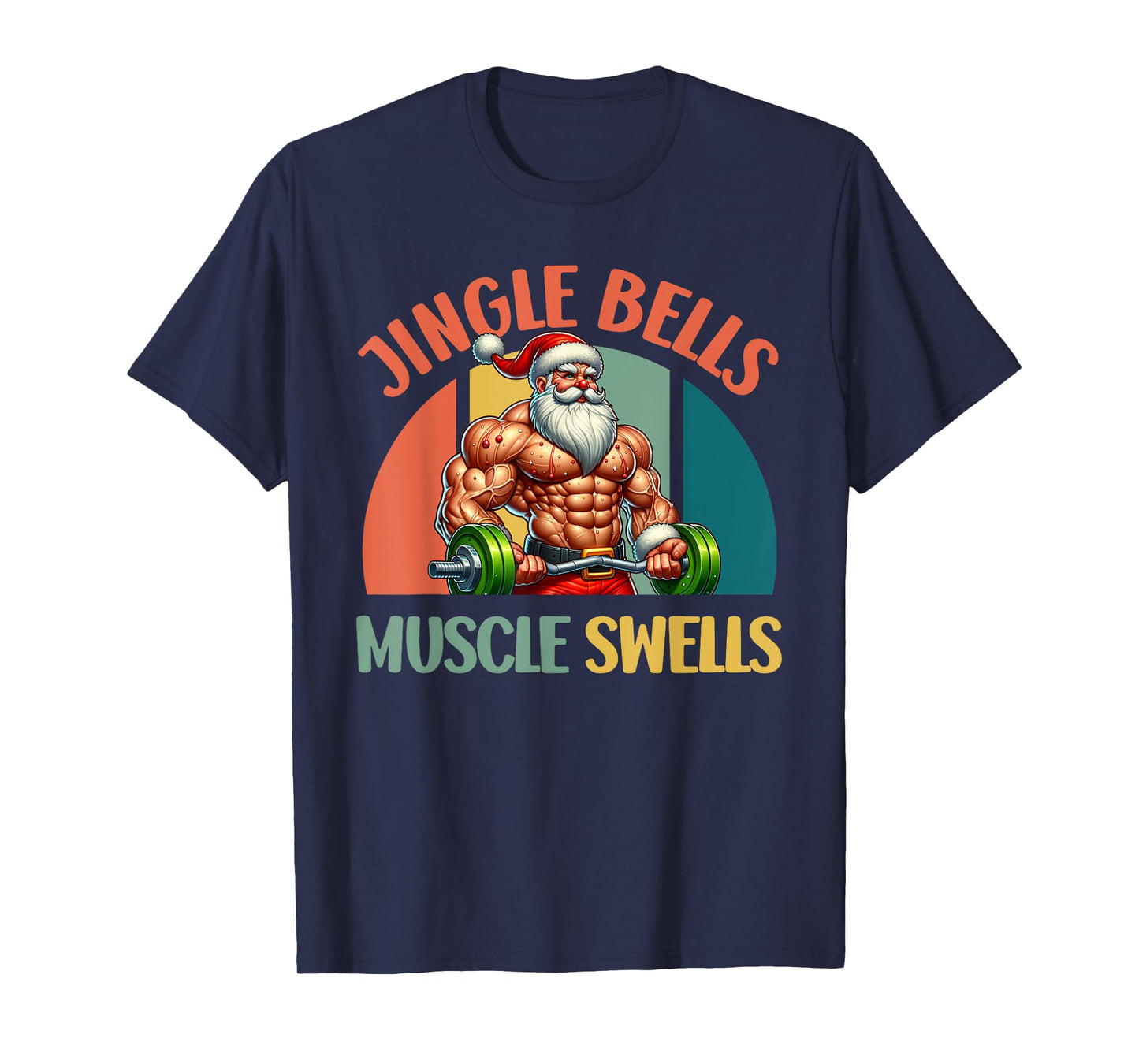 Santa Claus Jingle Bells Muscle SWELLS Funny Gym T-Shirt