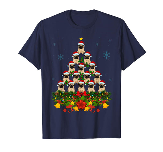 Dog Xmas Tree Santa Hat Pug Christmas Men Women Kid T-Shirt