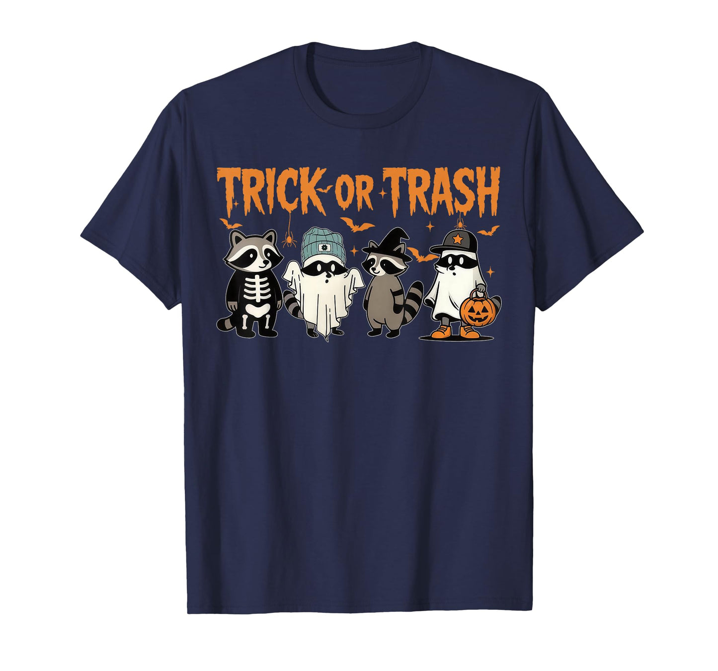 Cute Ghost Pumpkin Halloween Raccoon Spooky Season T-Shirt