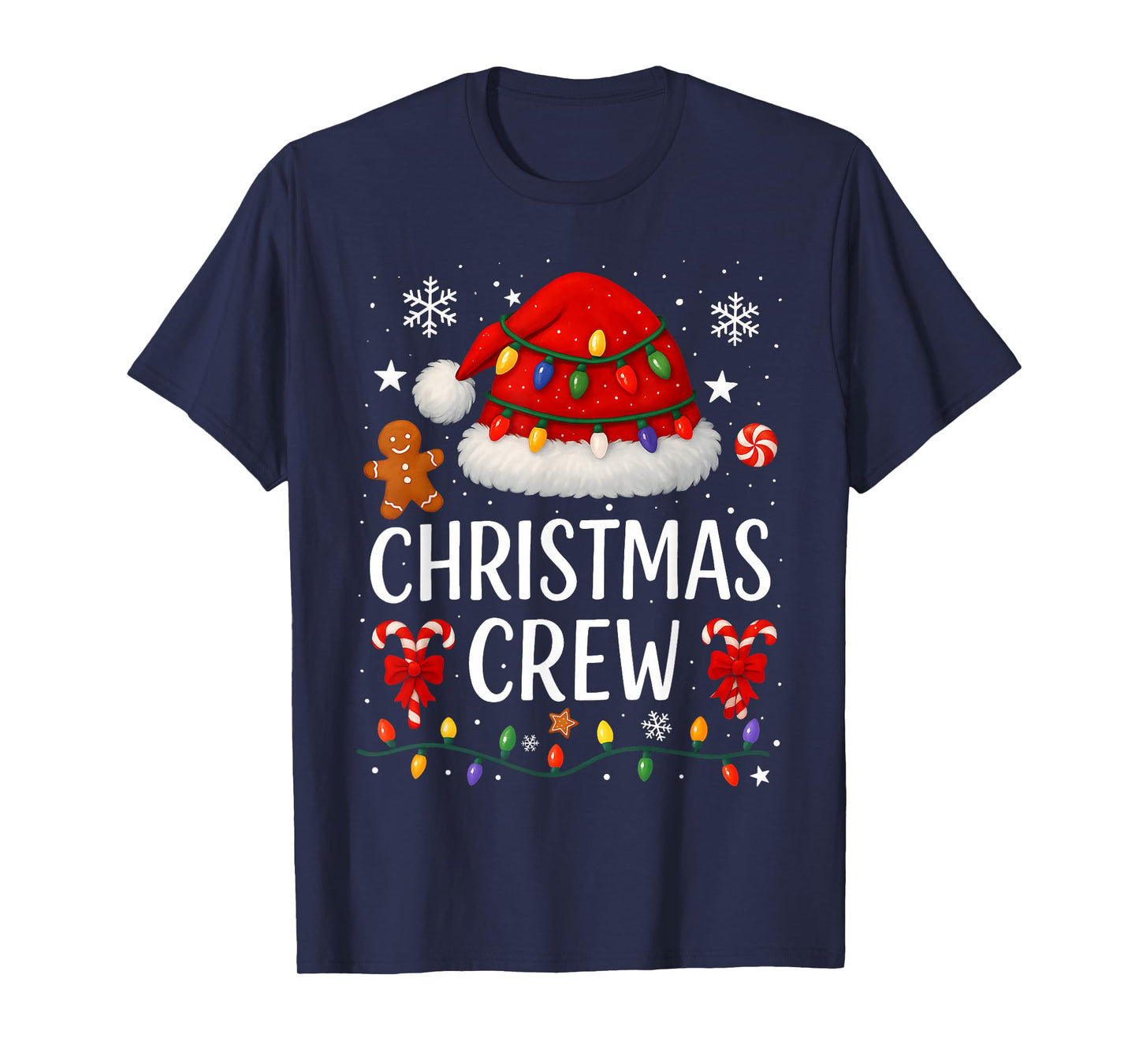 Christmas Crew Family Matching Pajamas Xmas Lights Holiday T-Shirt