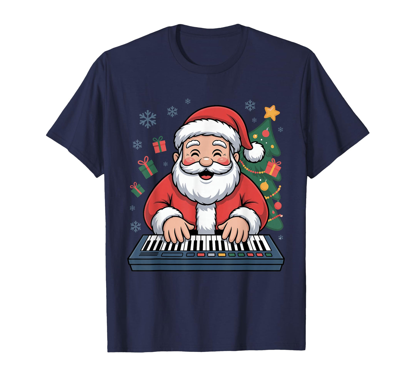 Funny Santa Christmas Design Digital Keyboard Holiday Pajama T-Shirt