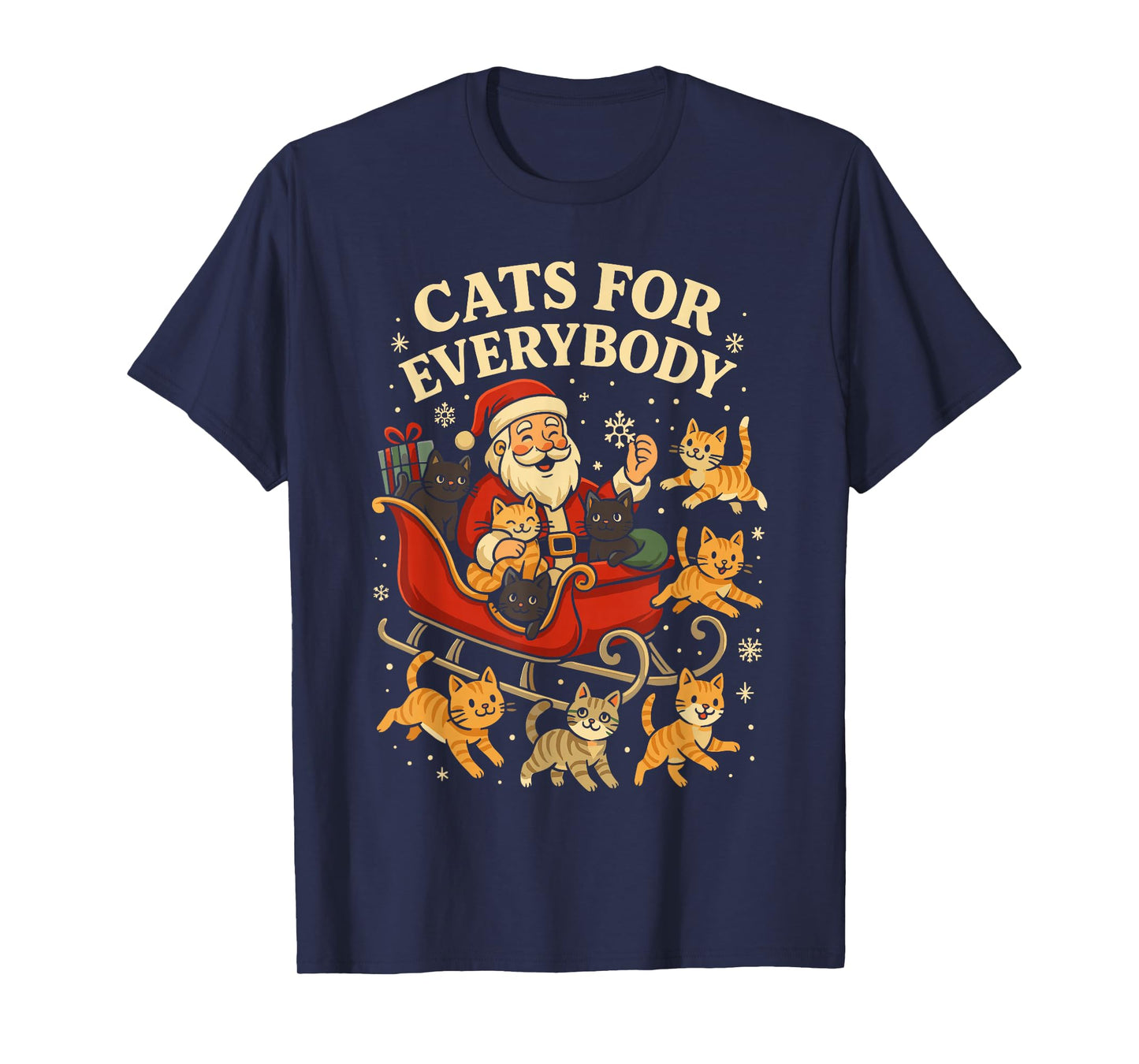 Cats for Everybody Christmas Shirt Men, Funny Santa Cat Dad T-Shirt