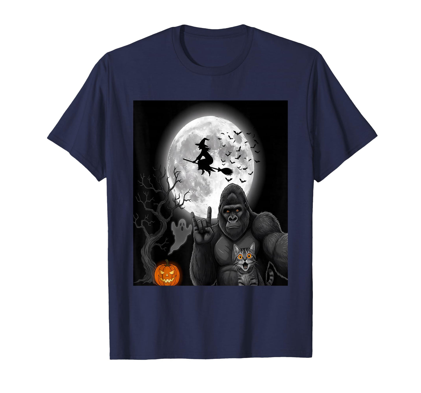 Funny Spooky Cat Ghost Bigfoot Halloween T-Shirt