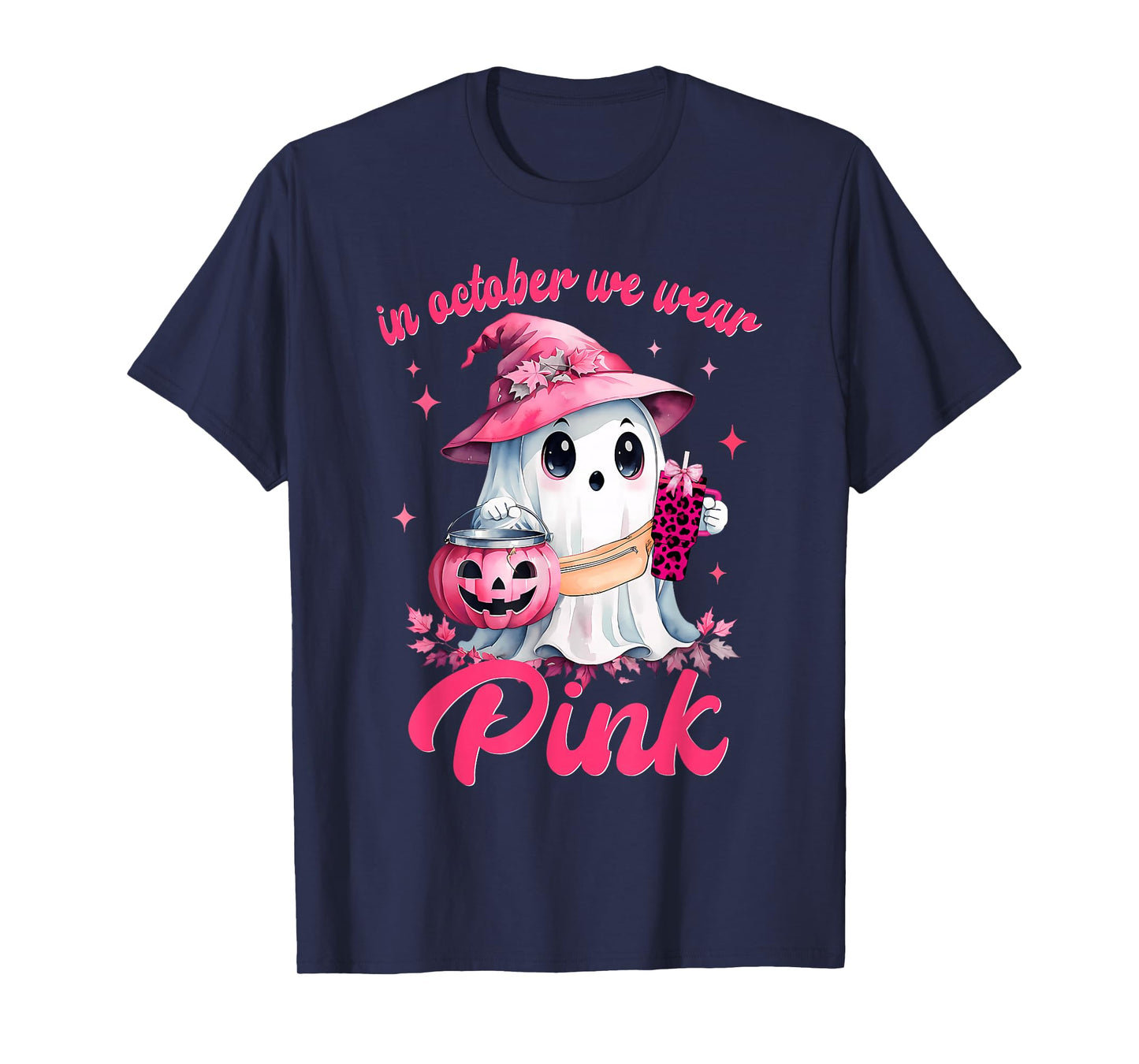 Breast Cancer Women Halloween Girls in October We Wear Pink T-Shirt