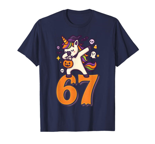67 Halloween Unicorn Brainrot Meme Six Seven Girl's Women's T-Shirt