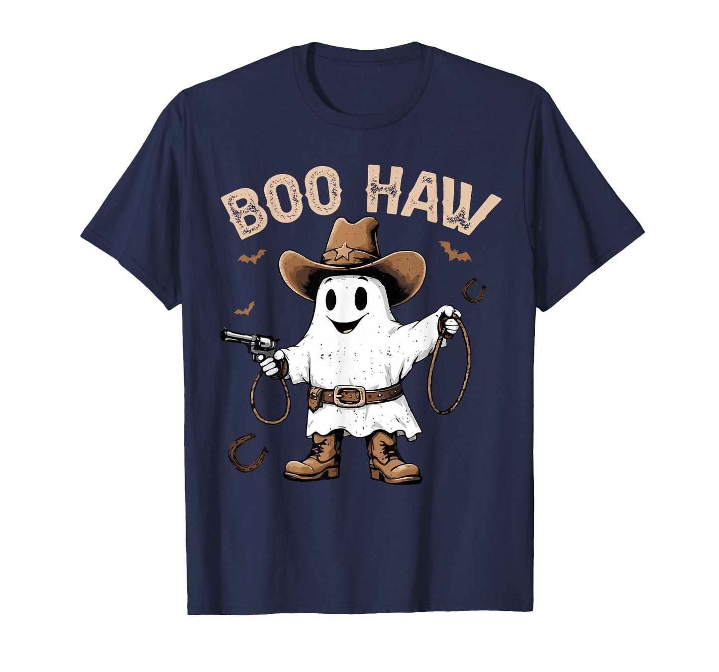 Boo Haw Ghost Cowboy Funny Spooky Season Halloween Boys Kids T-Shirt