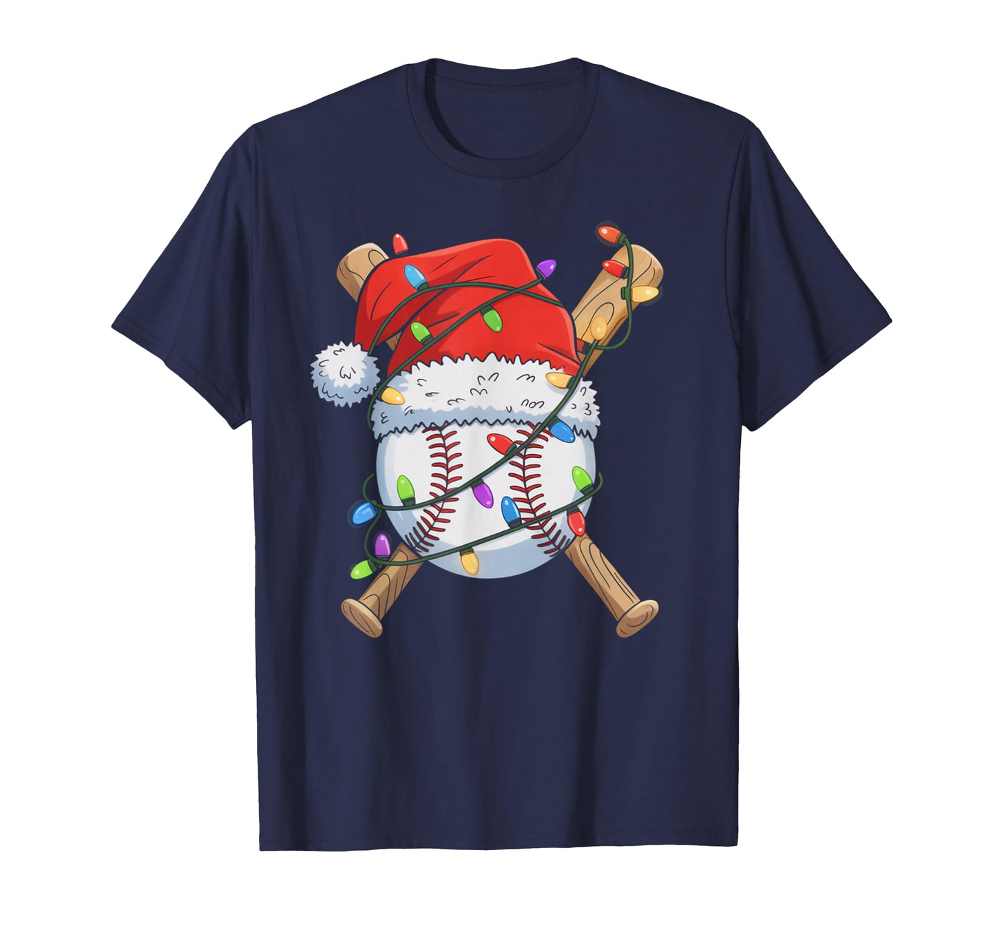 Santa Sports Design for Men Boys Christmas Baseball Player T-Shirt
