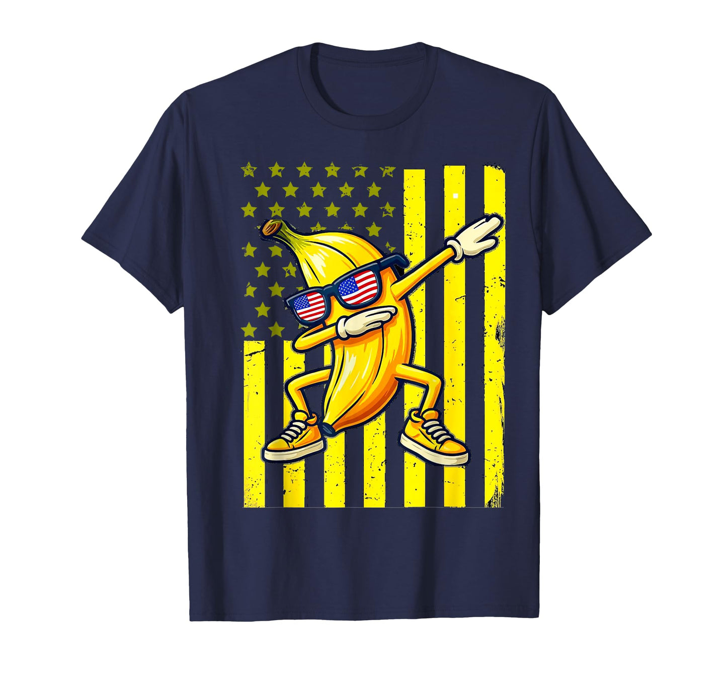 Graphic Banana Retro American Flag USA Dabbing Banana Lover T-Shirt