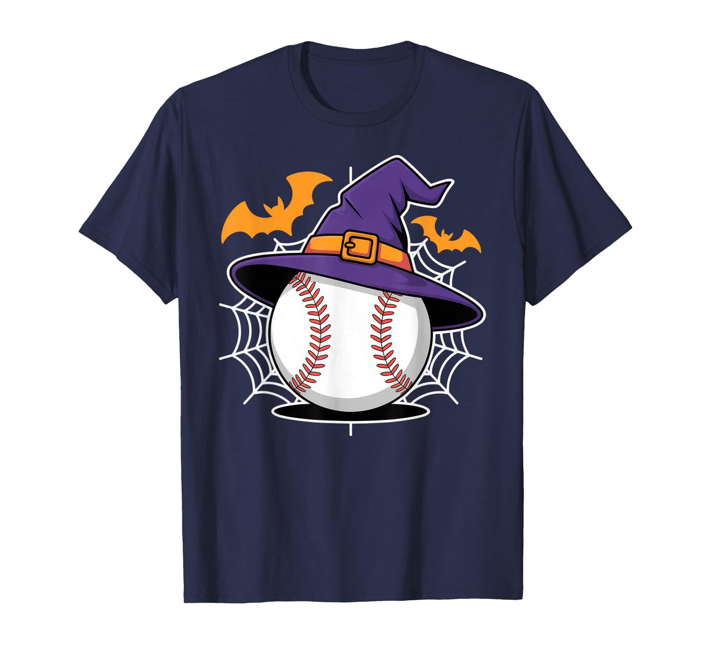 Baseball Witch Hat Spooky Vibes Sports Fans Halloween T-Shirt