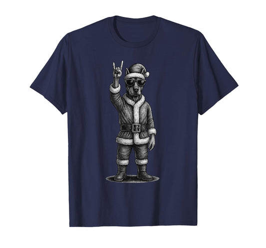 Doberman Pinscher Rock Music Christmas Dog Lover T-Shirt
