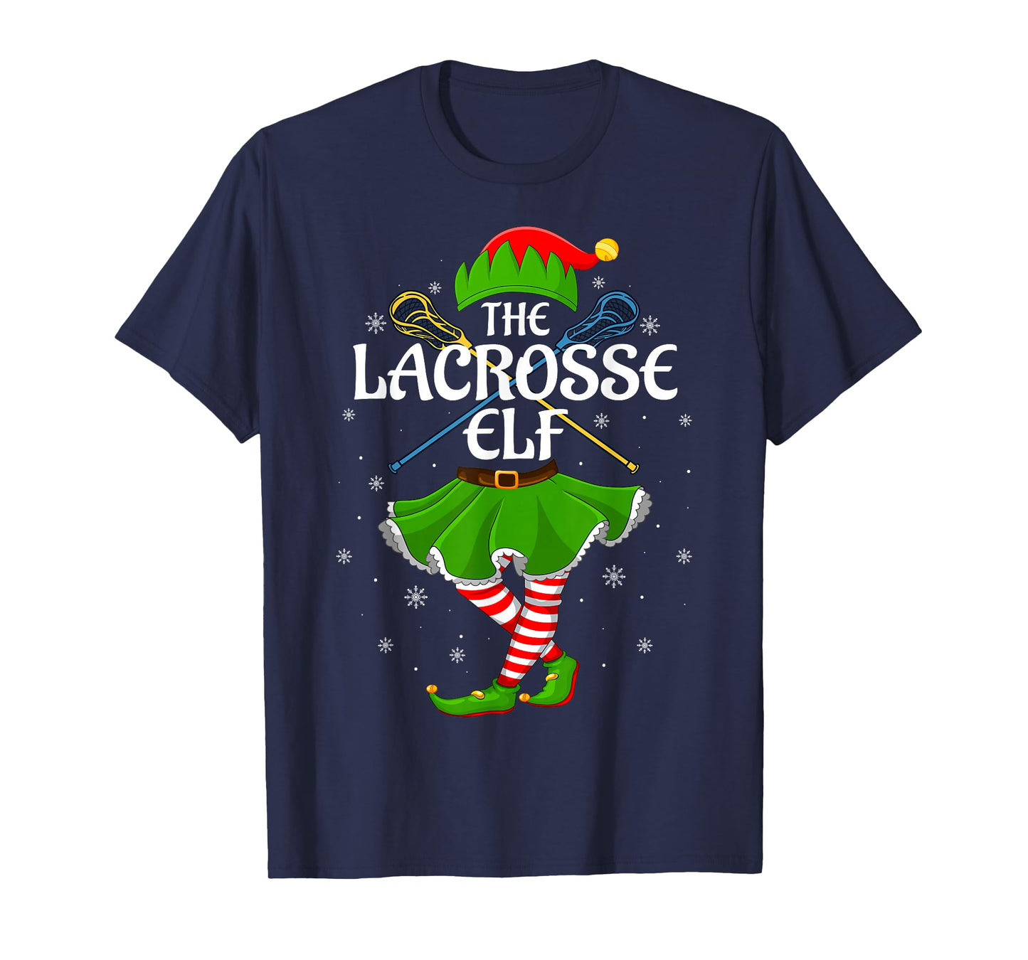 Lacrosse Elf Christmas Family Girls Women Elf Squad Xmas T-Shirt