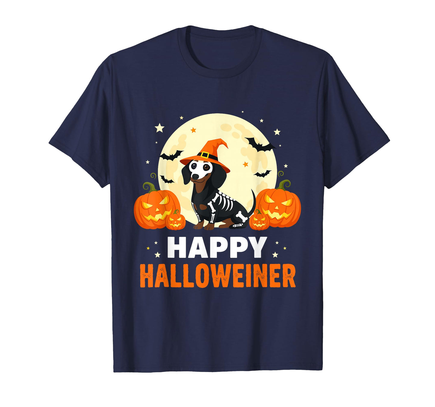 Happy Halloweiner Funny Halloween Dachshund Witch Skeleton T-Shirt