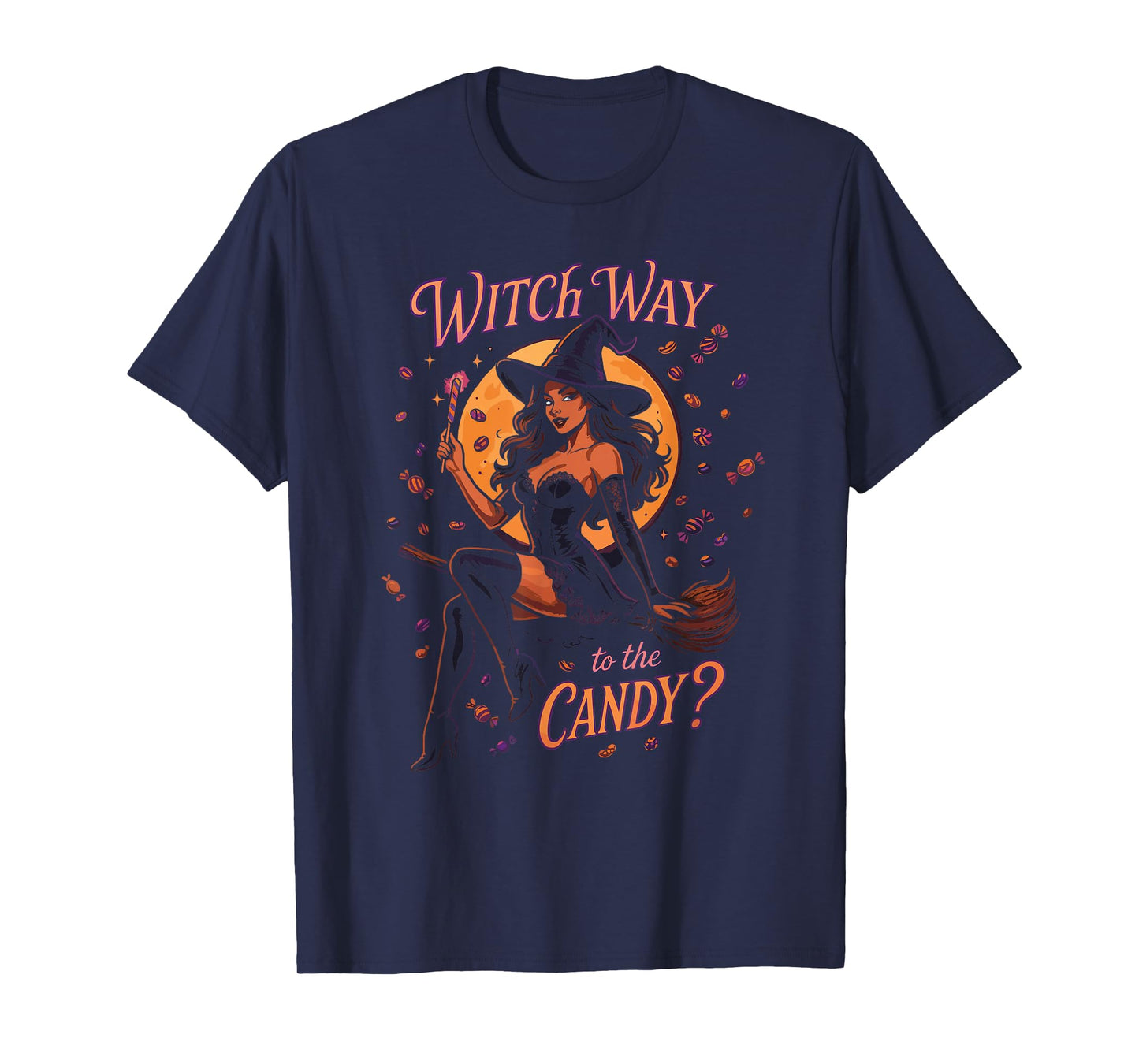 Witch Way to The Candy Adult Halloween Witch for Women T-Shirt