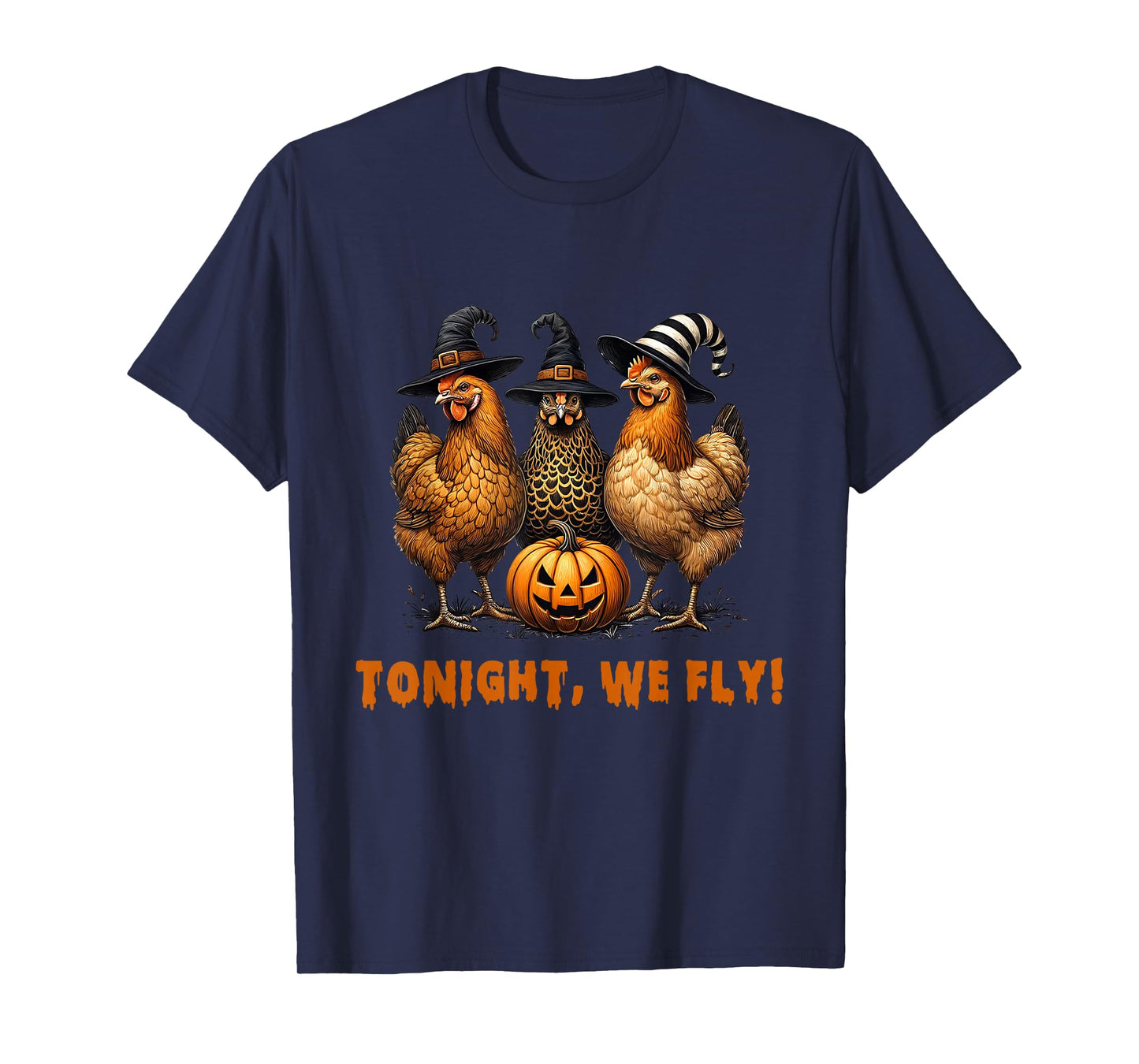 Retro Witchy Tonight We Fly Funny Chicken Lovers Halloween T-Shirt