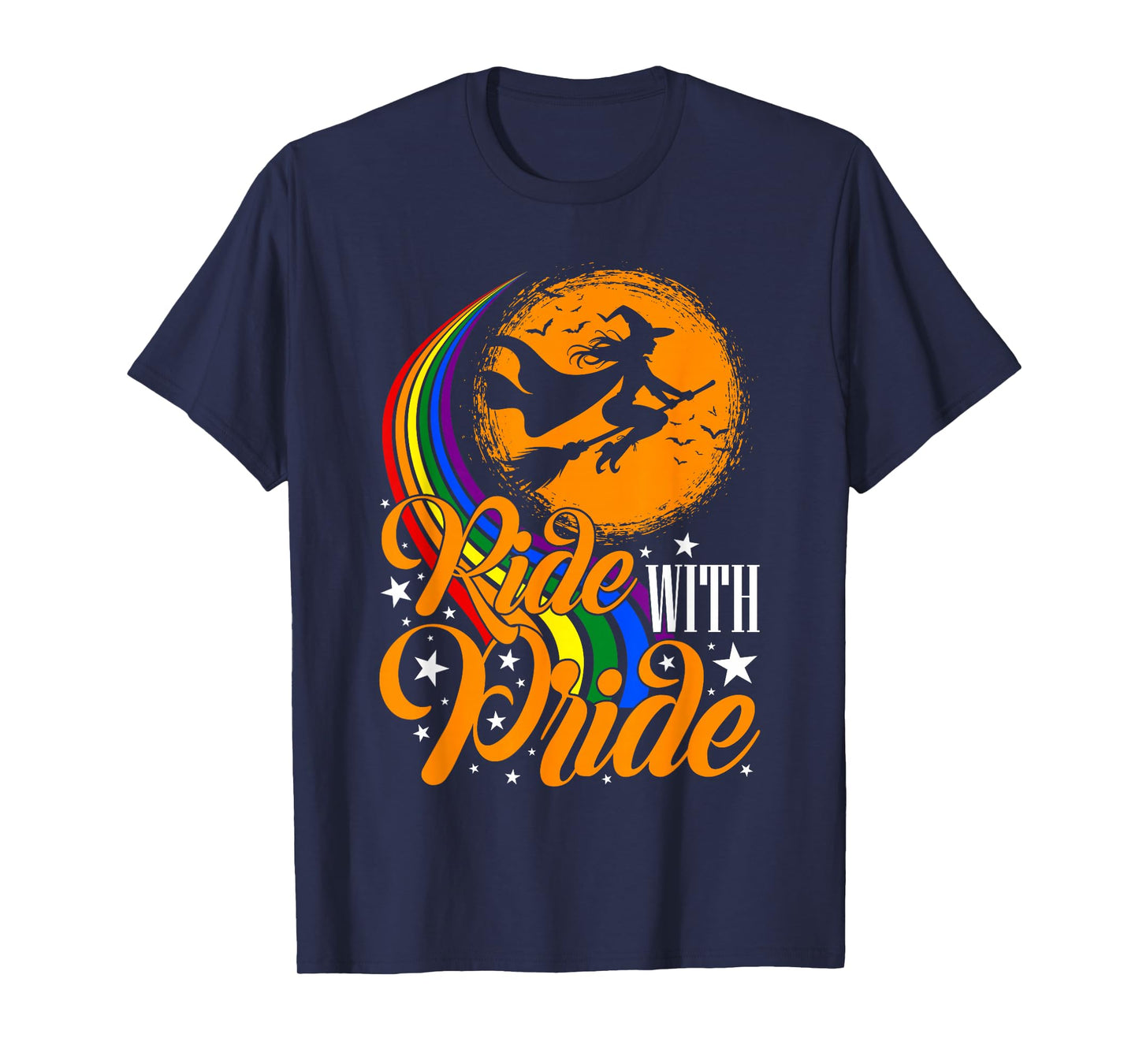 Ride with Pride LGBTQ Gay Lesbian Witch Halloween Costume T-Shirt