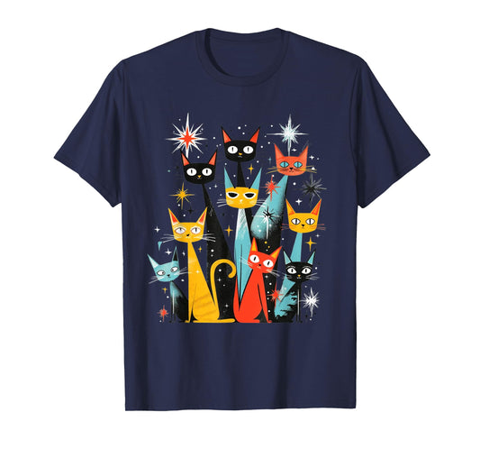Vintage Retro Mid-Century Modern Look Cats 50s 60s Style T-Shirt