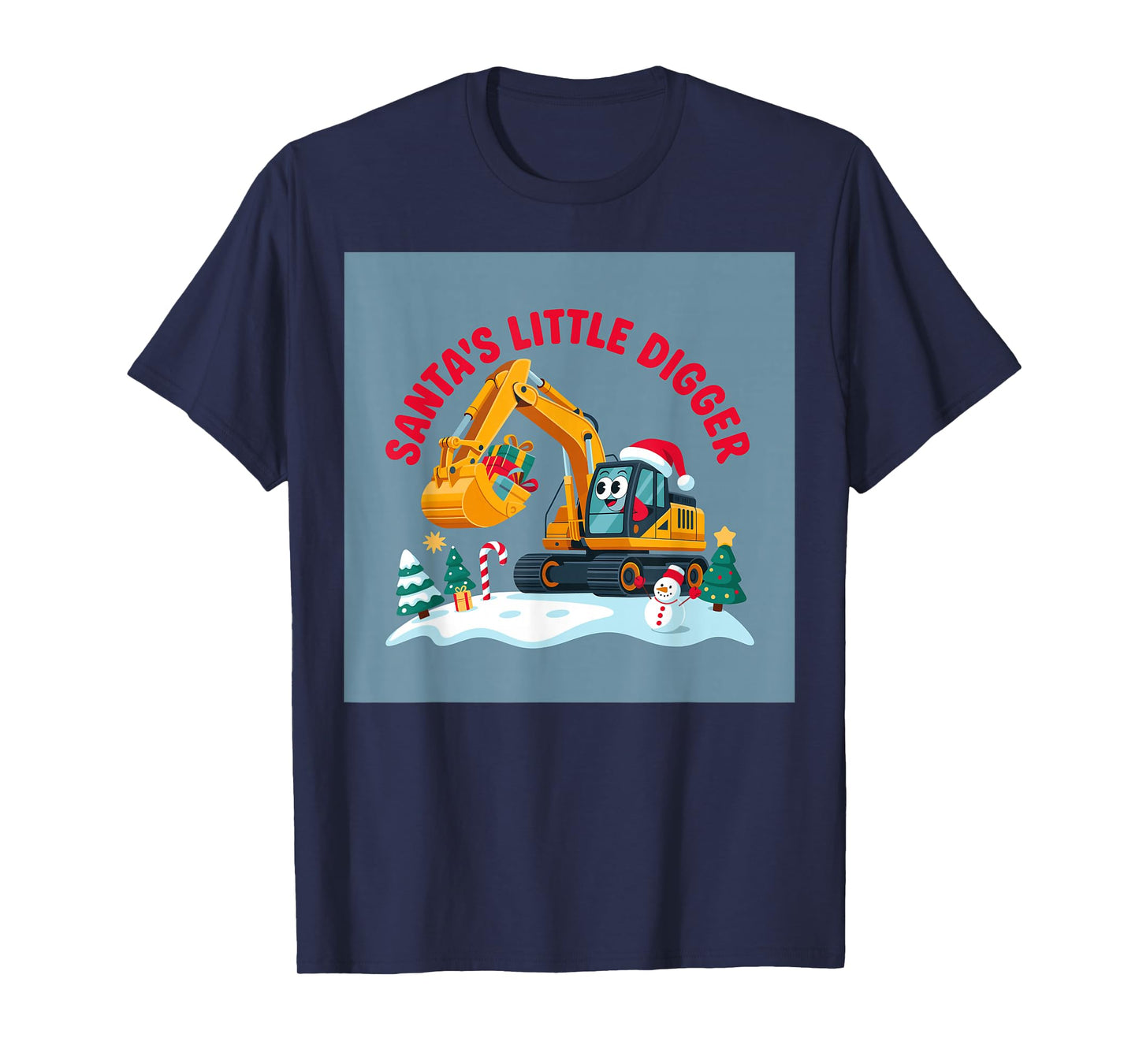 Christmas Excavator Santa Digger Snow Cute Holiday Design T-Shirt