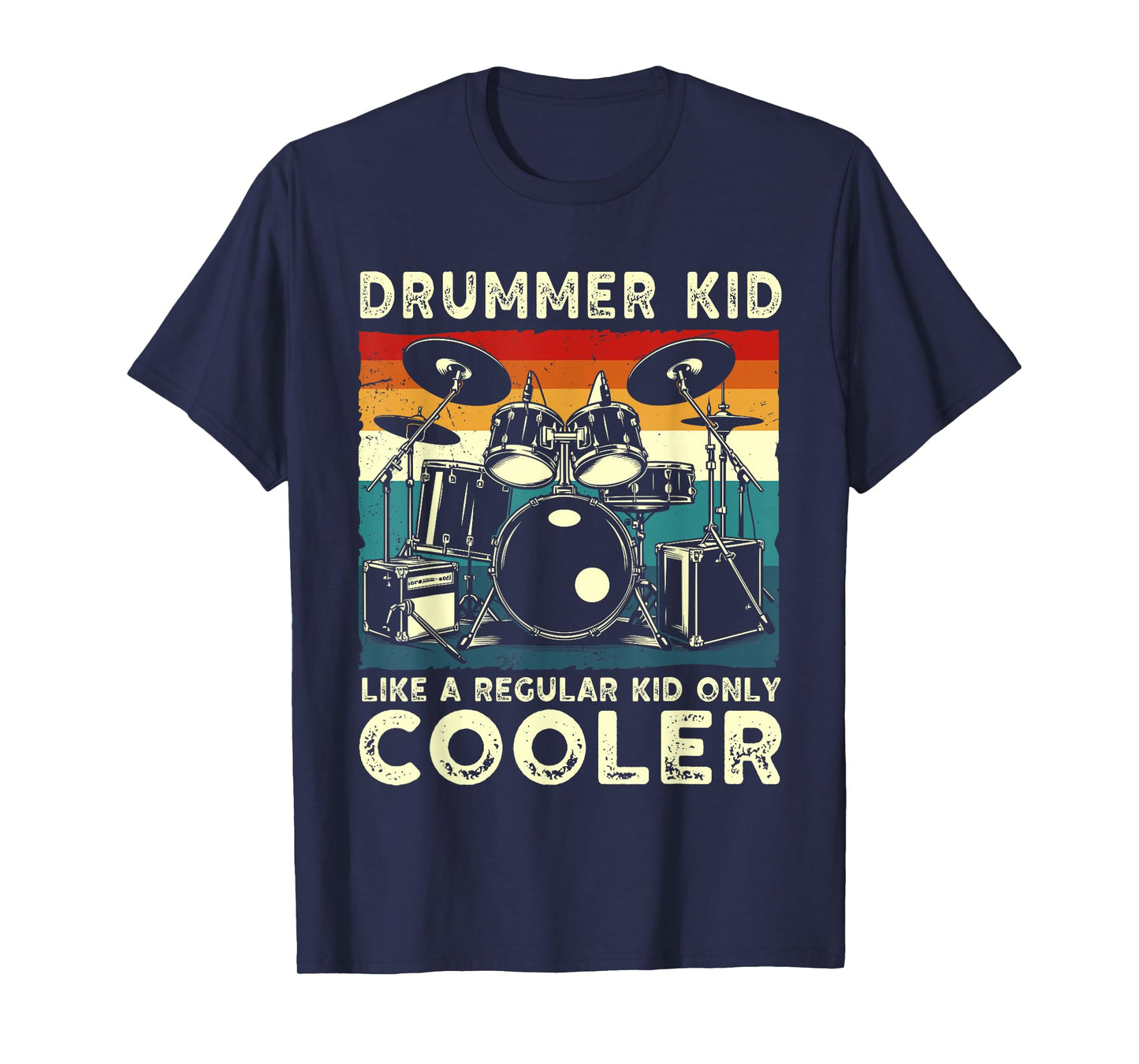 Drummer kid drum set drummer drumming art for Boys Girls Kid T-Shirt