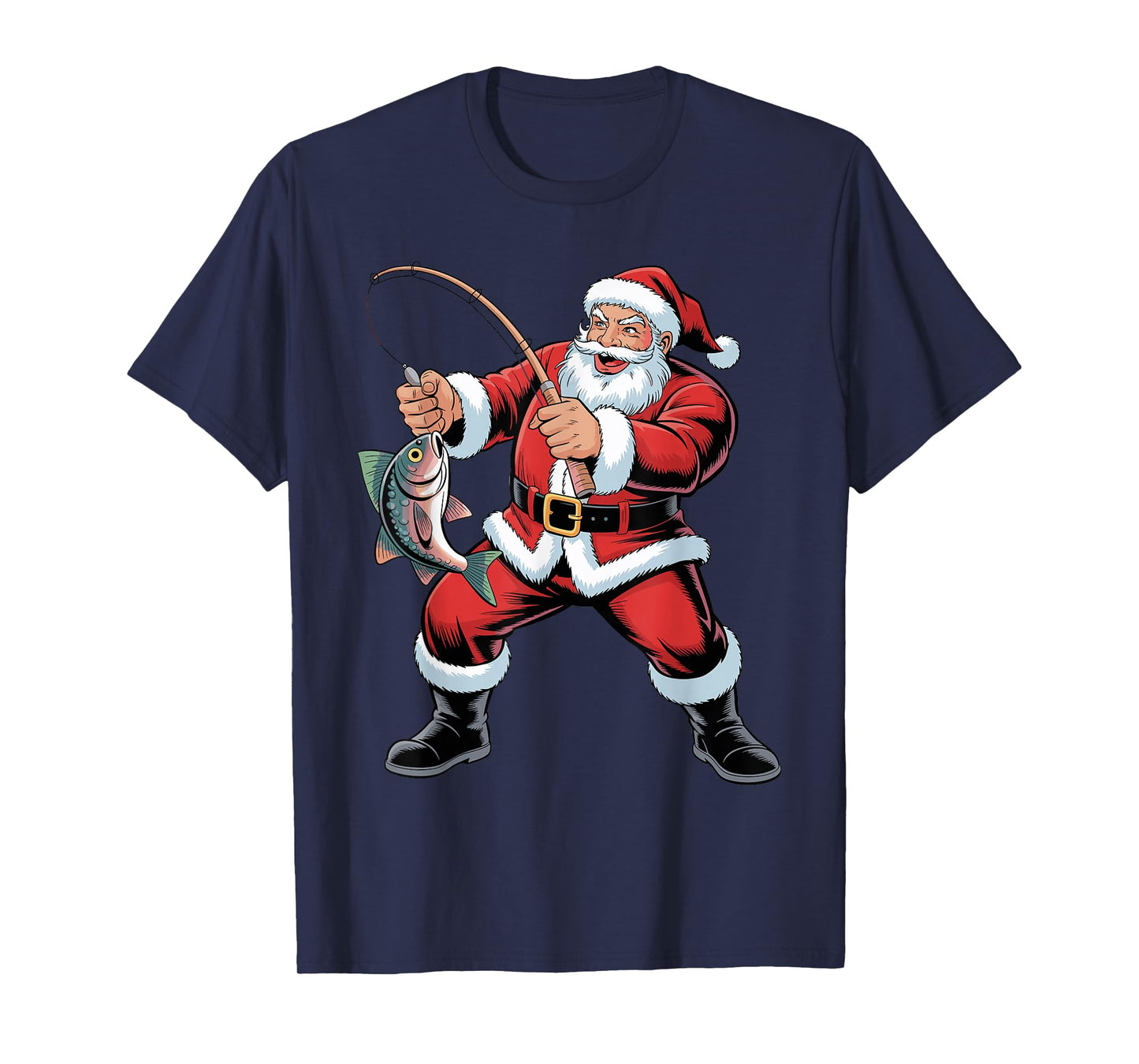 Fisherman Santa Funny Fishing Lovers Christmas Xmas Pajama T-Shirt