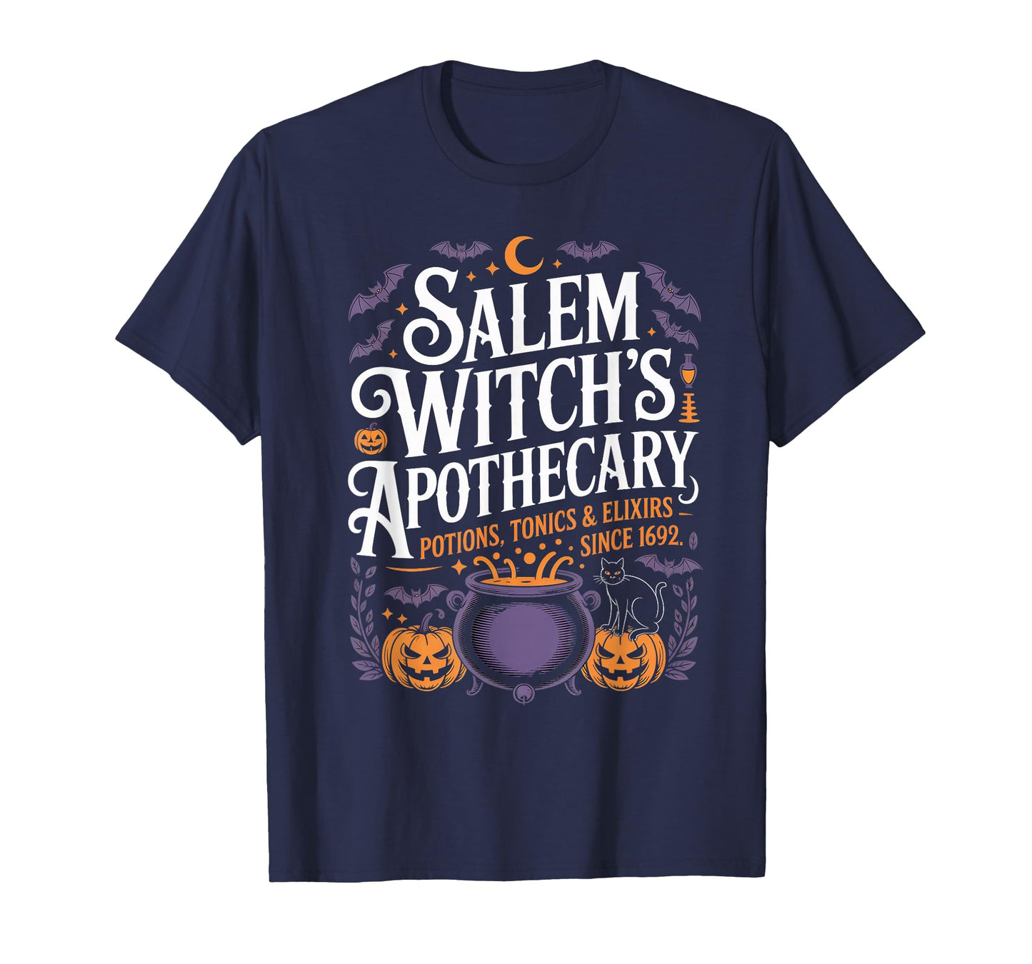 Salem Witch's Apothecary Spooky Halloween Magic Cauldron T-Shirt