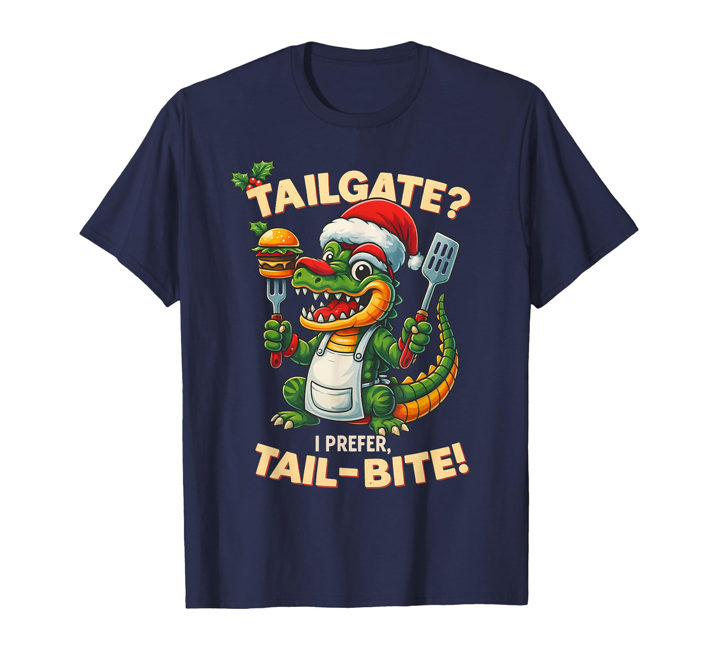 Funny Alligator Tailgate Christmas Tail-Bite BBQ Humor T-Shirt