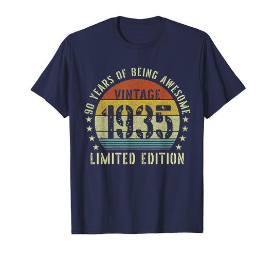 Vintage 1935 90th Birthday Gifts 90 Year Old Women Men T-Shirt