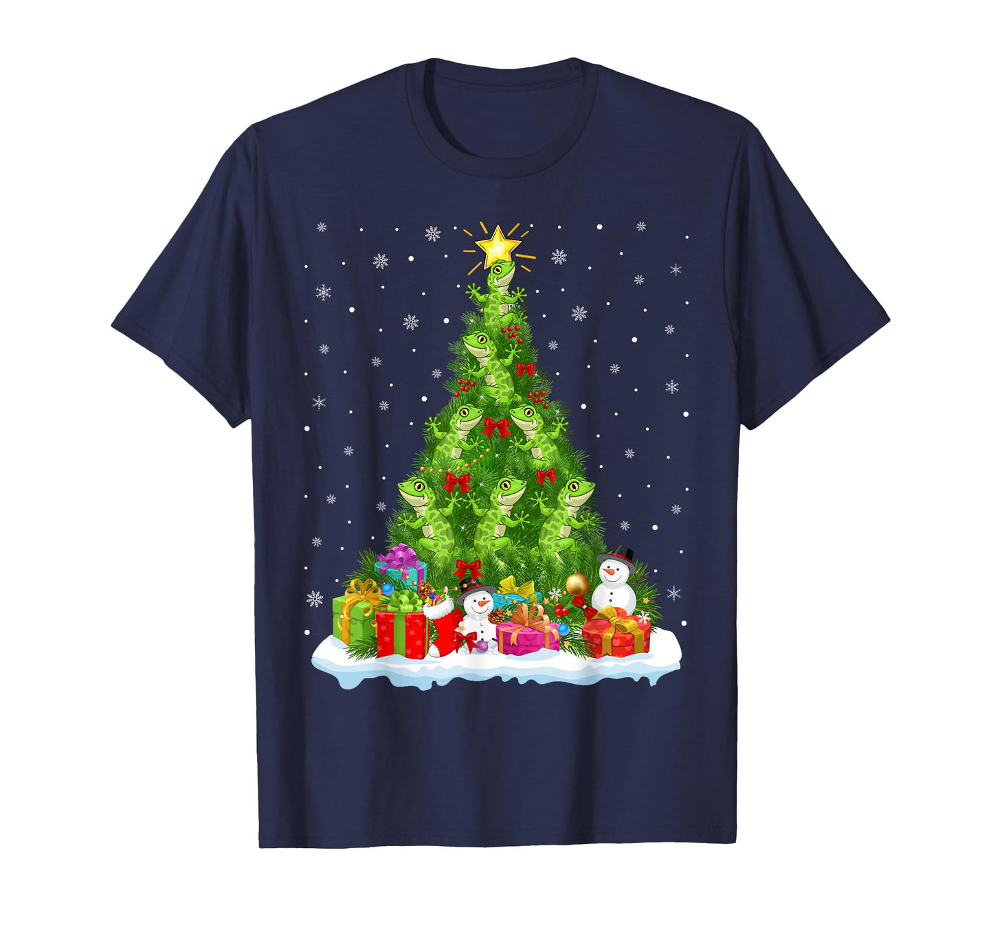 Gecko Lizard Christmas Tree Holiday Decor Funny Xmas Lights T-Shirt