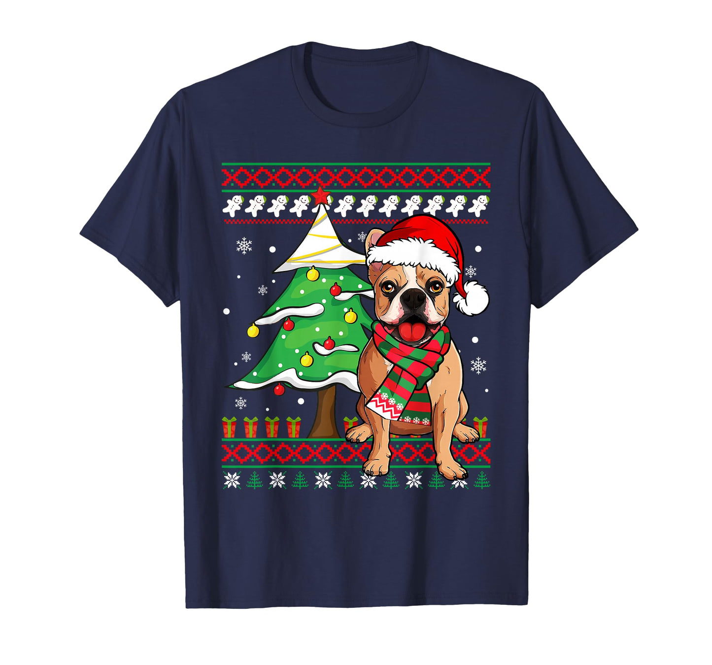French Bulldog Santa Christmas Ugly Sweater Bulldog Lover T-Shirt