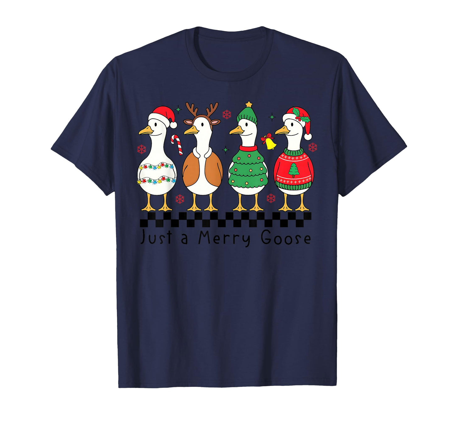 Just a Merry Goose Xmas Funny Santa Goose Christmas Pajamas T-Shirt