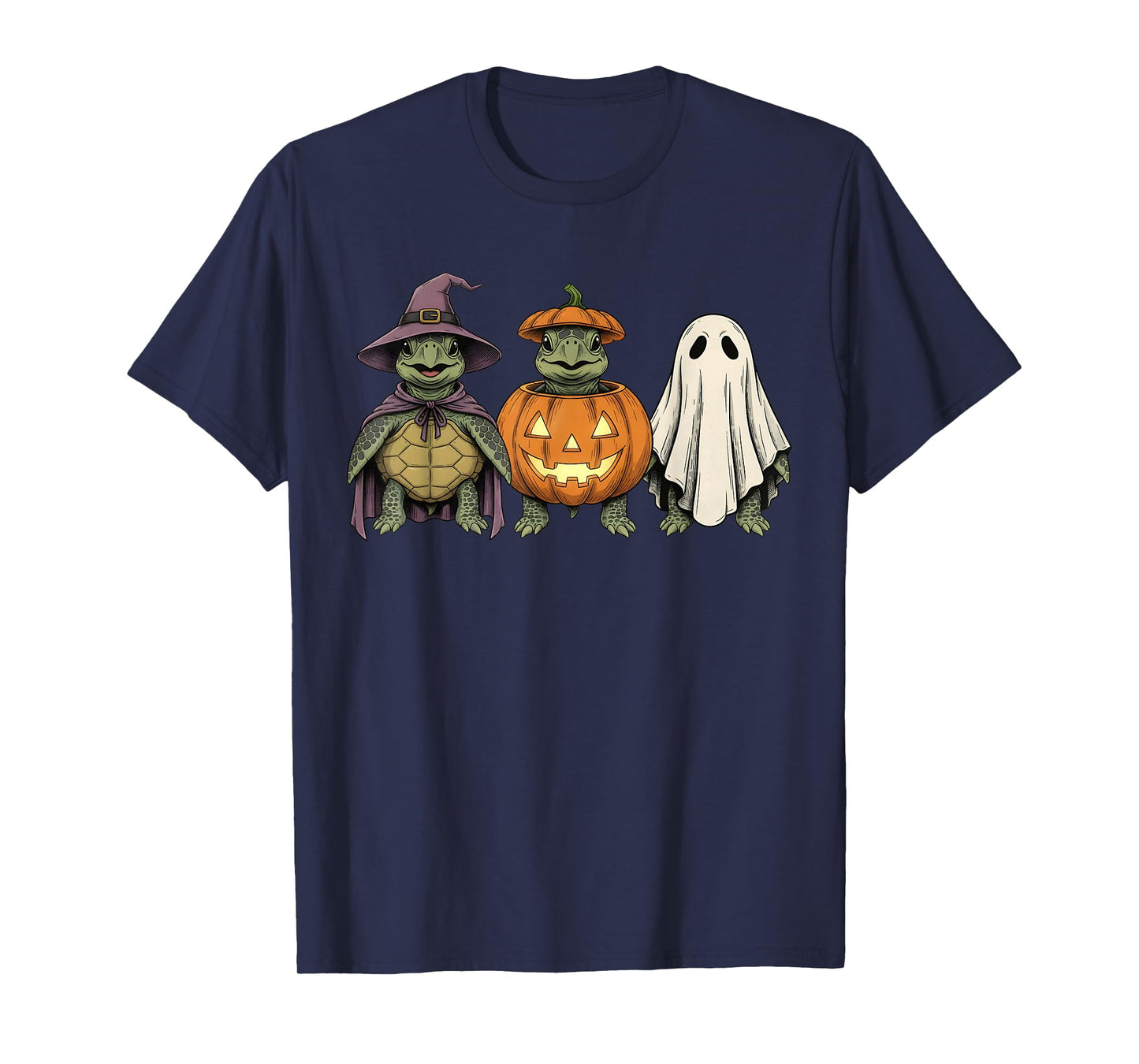 Spooky Ghost Sea Turtle Lover Pumpkin Halloween T-Shirt