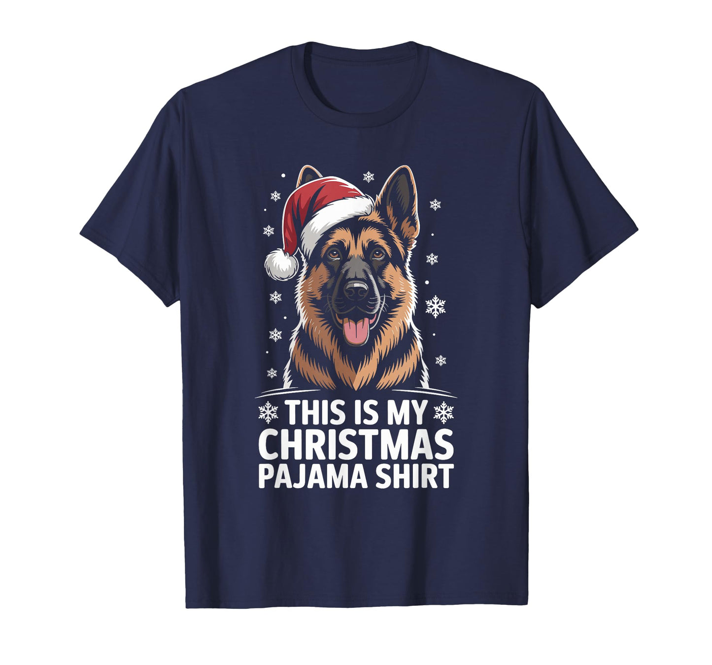 German Shepherd Santa Hat Christmas Dog Holiday Humor T-Shirt