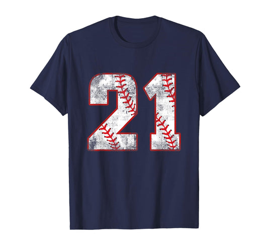 Vintage Baseball 21 Jersey Number T-Shirt