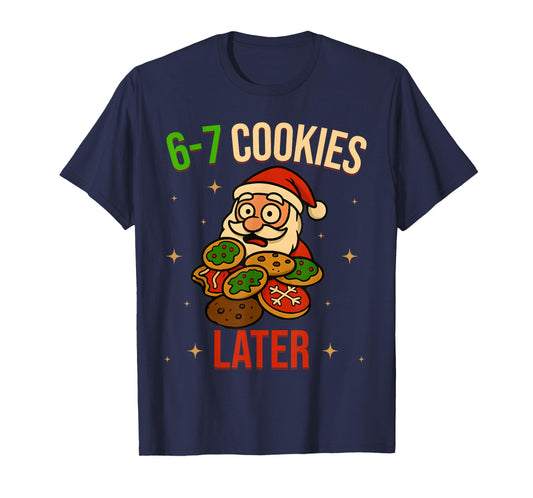 67 Christmas Santa Eating Cookie Funny Six Seven Boys Kids T-Shirt