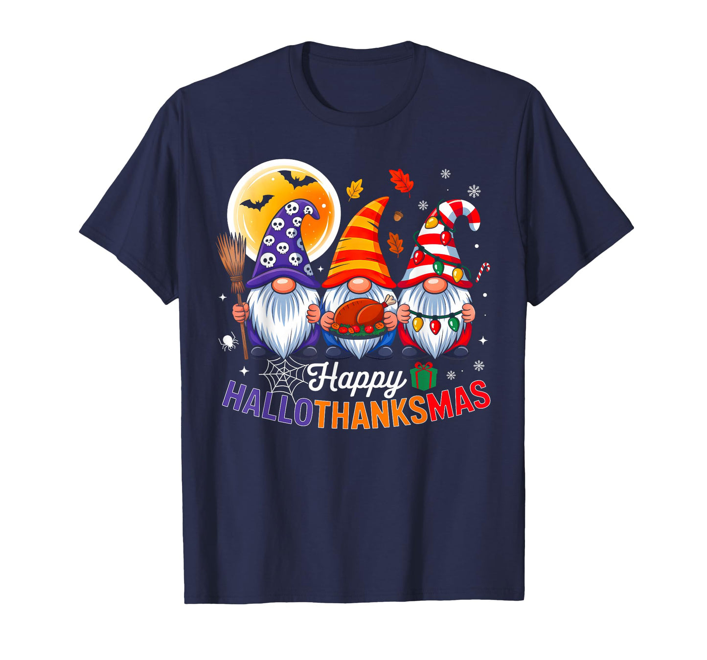 Happy Hallothanksmas Gnomes Lover Halloween Thanksgiving T-Shirt