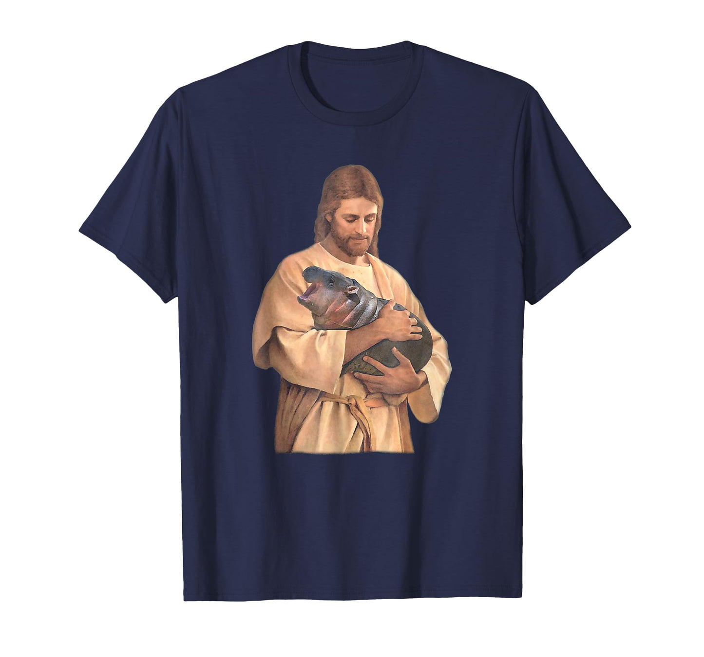 Jesus Loves Moo Deng Bouncy Pig Cute Baby Hippo Meme T-Shirt