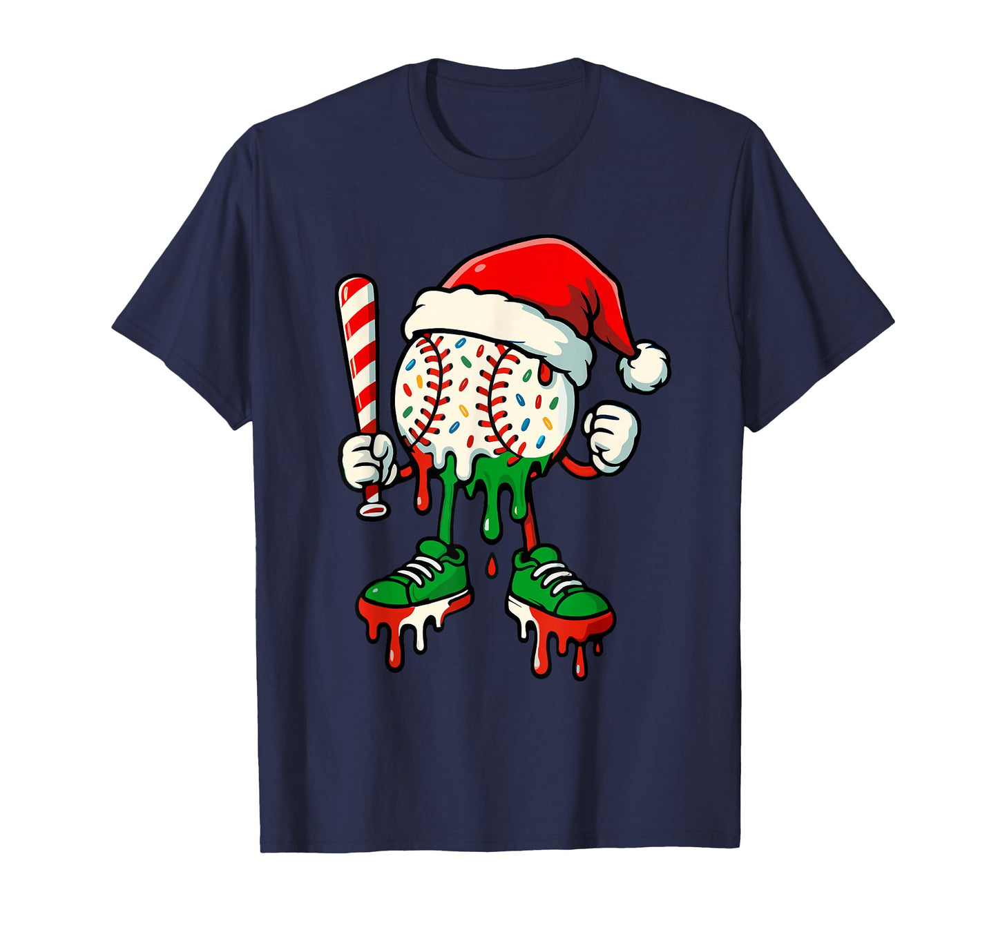 Christmas Baseball Drip for Boys Ice Cream Drip Baseball T-Shirt