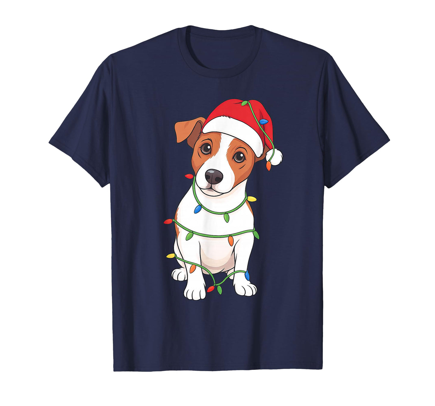 Jack Russell Terrier Christmas Tree Lights Holiday Dog Lover T-Shirt