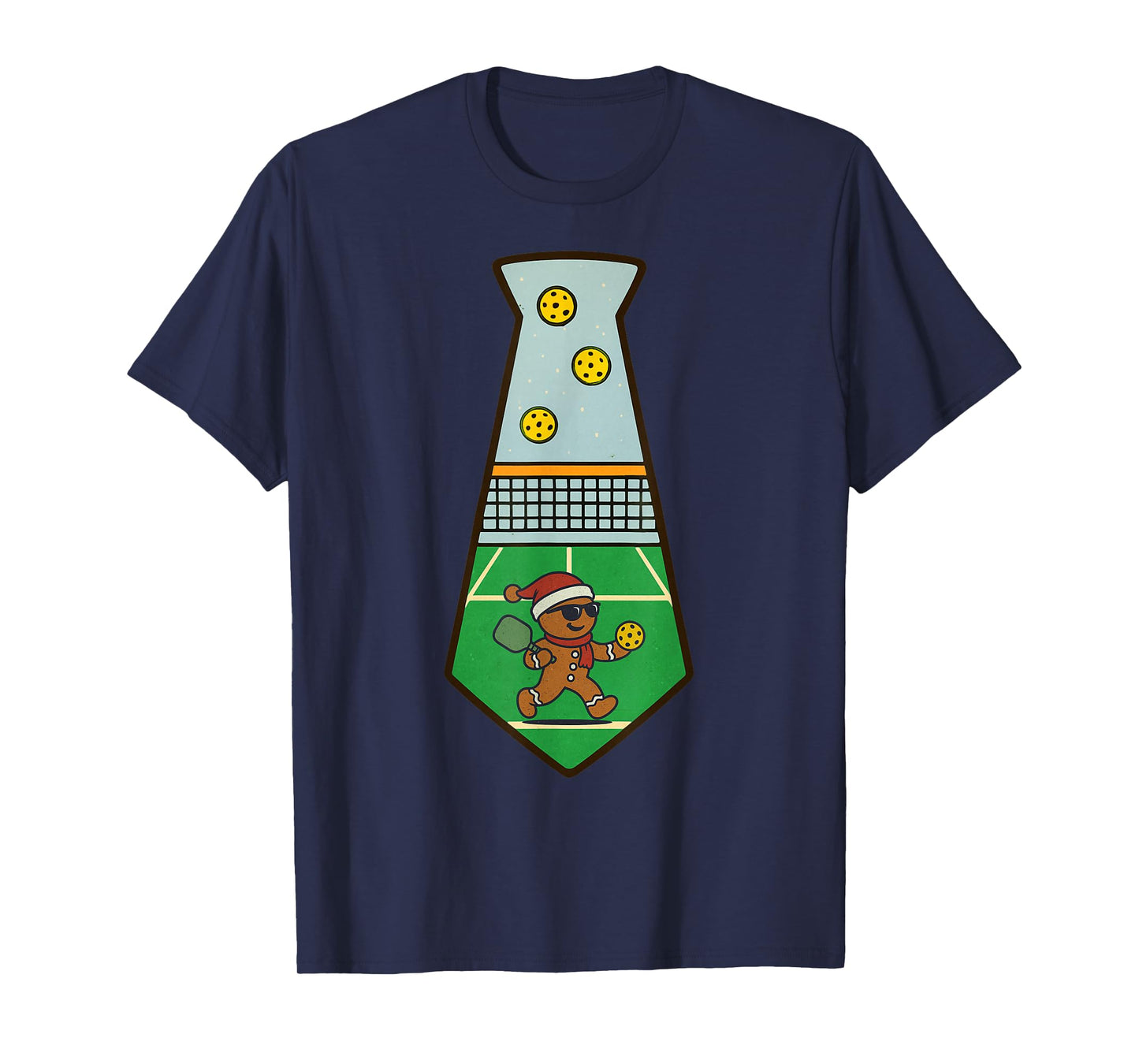 Gingerbread Playing Pickleball Christmas Vintage Funny Xmas T-Shirt
