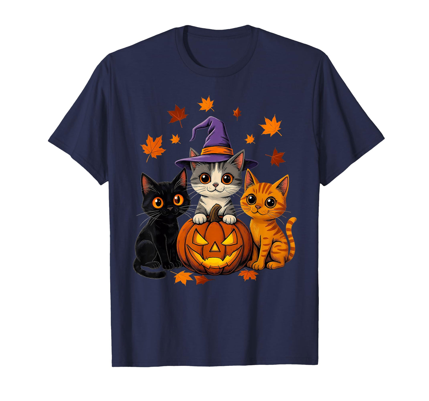 Halloween Kittens and Pumpkin Spooky Cats Lover Men Women T-Shirt