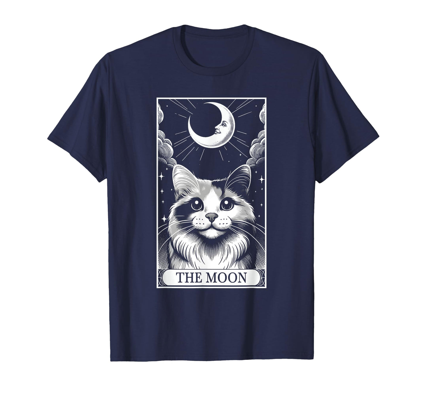 Tarot Card Vintage Crescent Moon Calico Cat Mom Cat Lovers T-Shirt for Men Women Kids