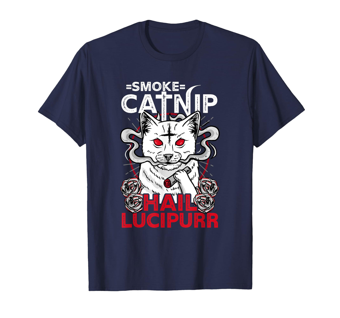 Smoke Catnip Hail Lucipurr l Satanic Occult Cat Men Women T-Shirt