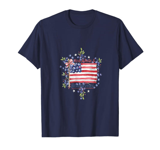 Red, White & Blueberries Funny Vintage Patriot USA T-Shirt