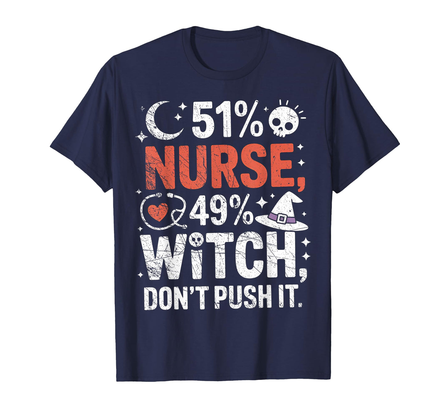 51% Nurse 49% Witch Funny Halloween Speelbind Nurses T-Shirt