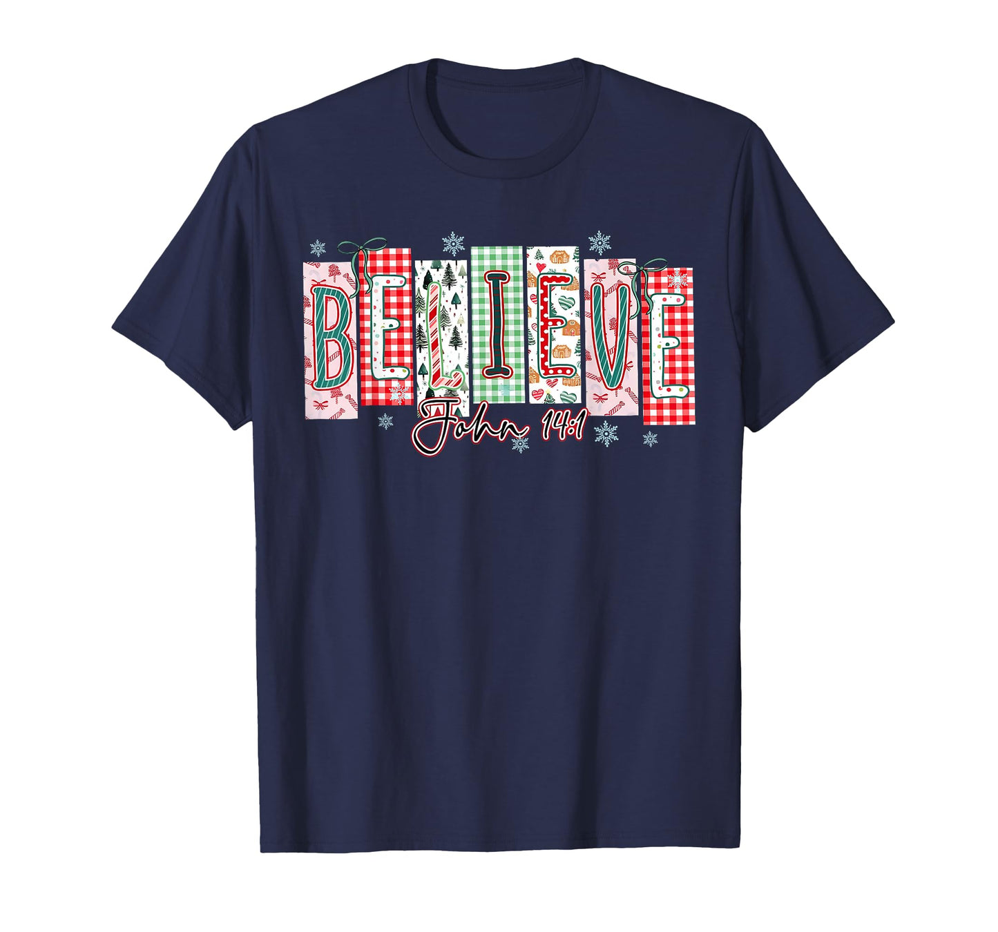 Believe Christmas Santa Coquette Bow Women Girls T-Shirt