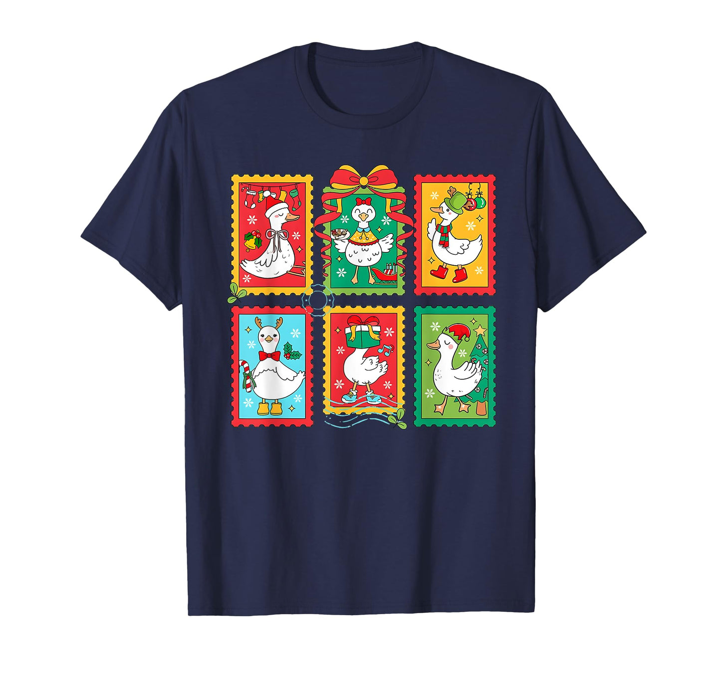 Vintage Goose Christmas Holiday Graphic Coquette Bow Santa T-Shirt