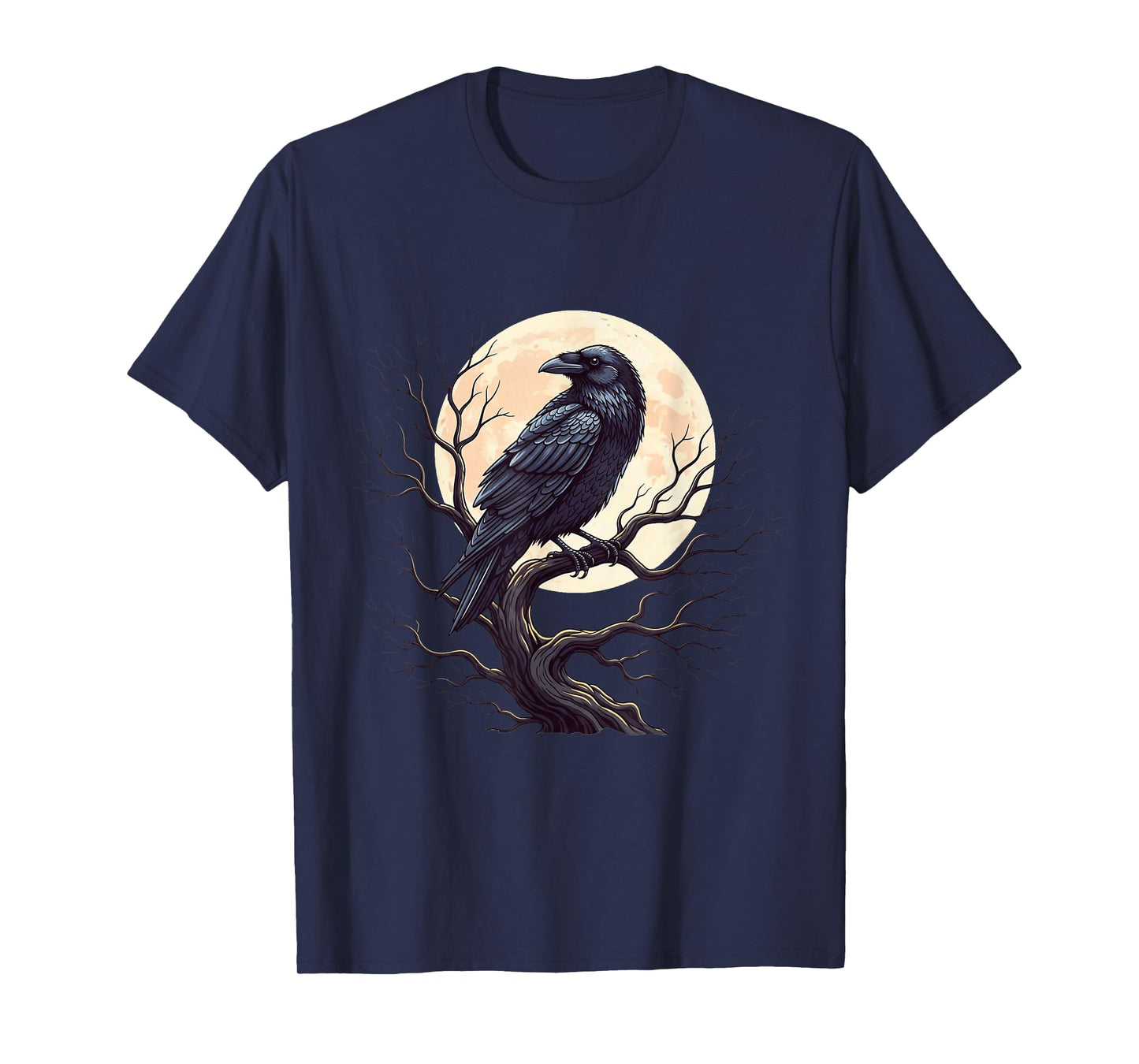 Raven Gothic Crow Moon Vintage Dark Bird Night Artwork T-Shirt