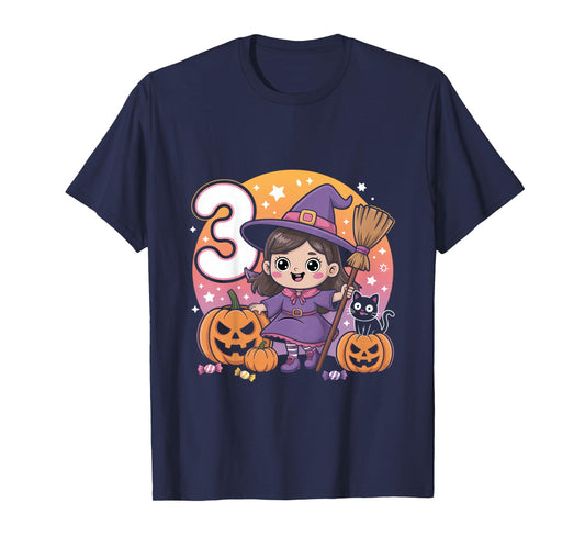 3rd Birthday Girl Little Witch Halloween Party Shirt T-Shirt