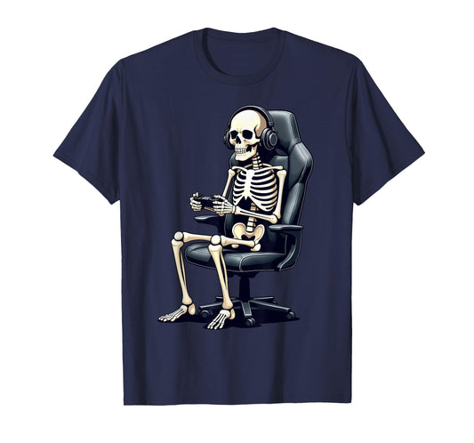 Halloween Skeleton Gamer Video Gaming Boys Girls Men Women T-Shirt